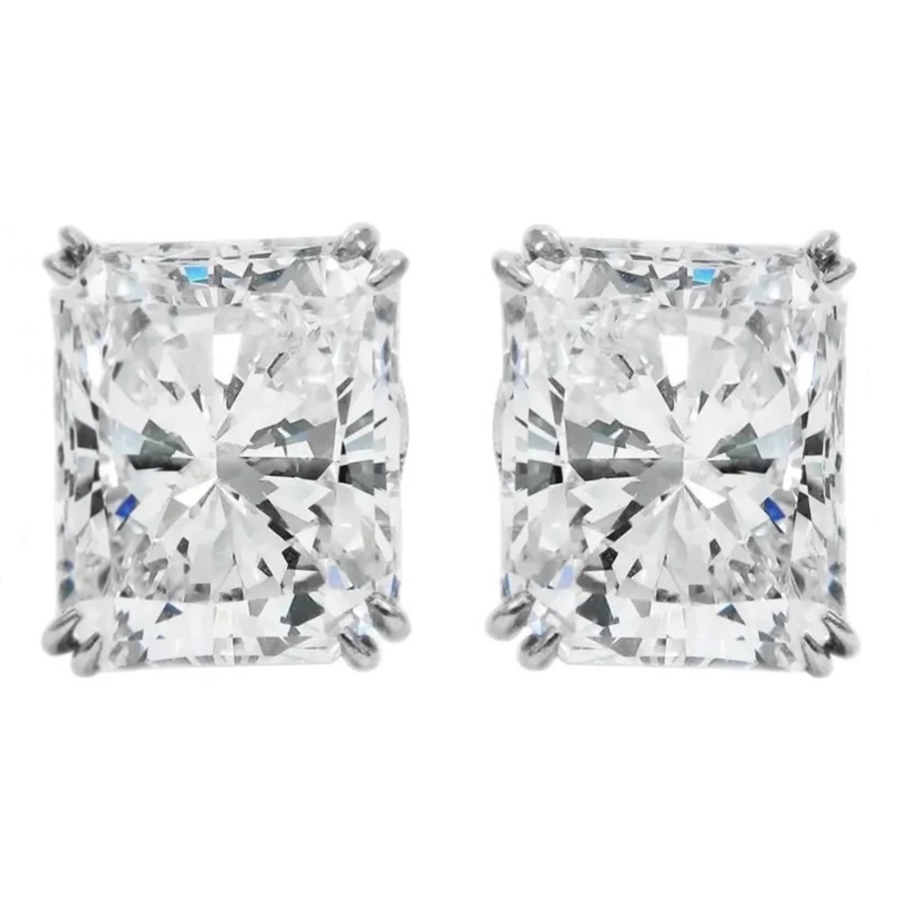 3.79Ct EMERALD Bridge Open Gallery Double Prongs Setting Emerald Cut VVS1